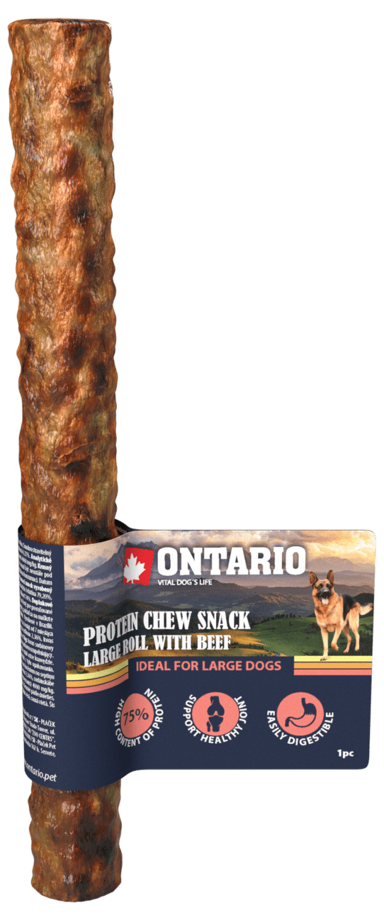 Ontario Protein žvýkací pamlsek velká rolka s hovězím