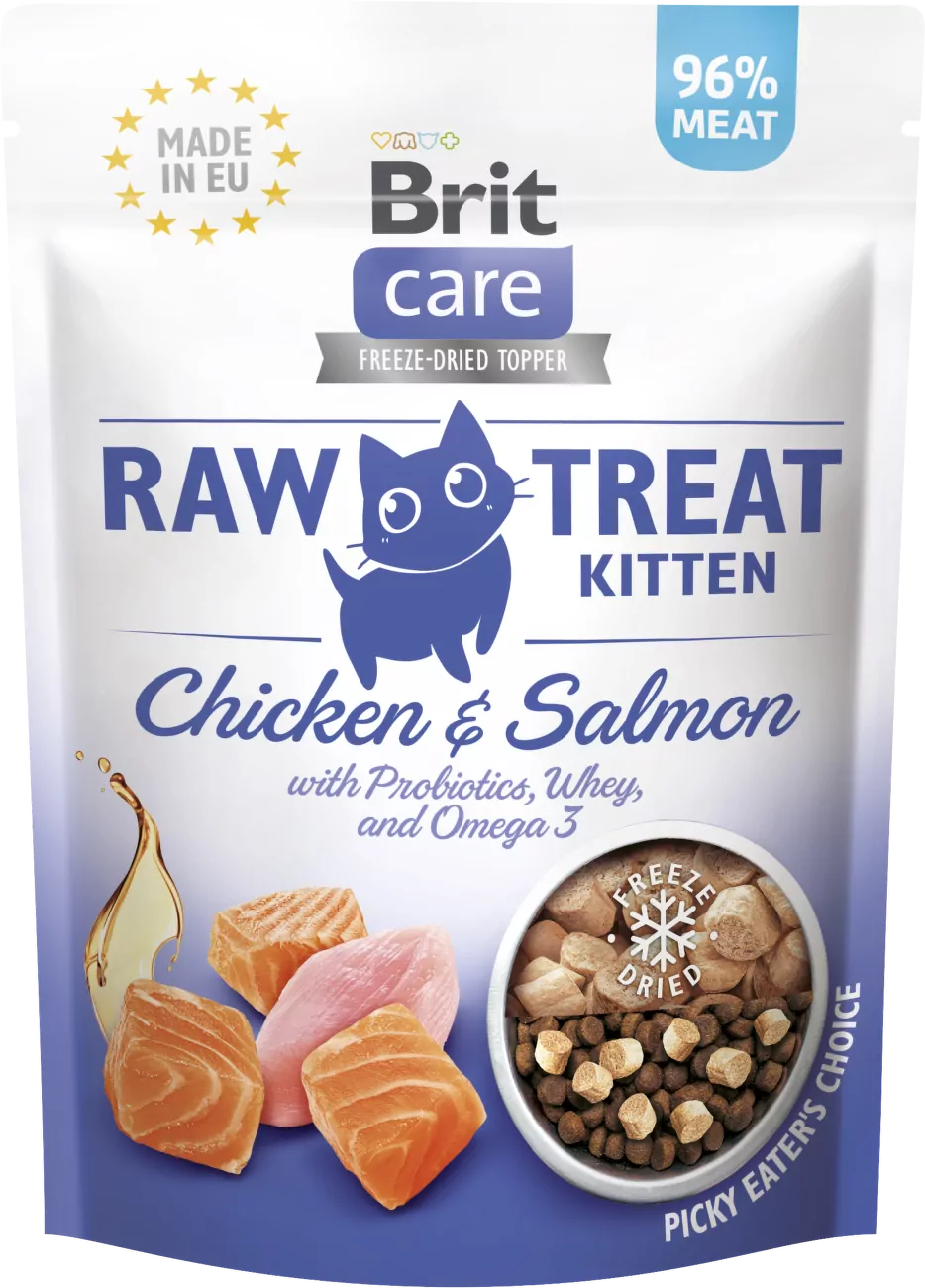 Pamlsek Brit Care RAW Cat Kitten losos + kuře 40 g