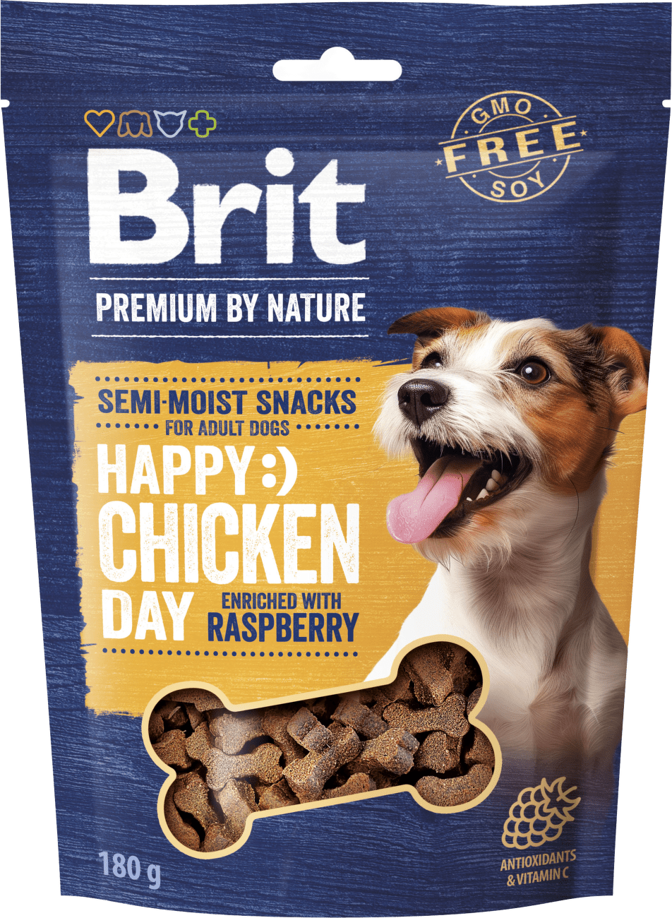 Pamlsek Brit Premium by Nature Dog Semi-moist kuře s malinou 180 g