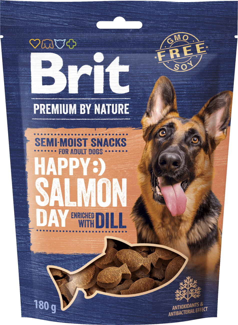 Pamlsek Brit Premium by Nature Dog Semi-moist losos s koprem 180 g