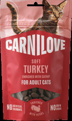 Pamlsek CARNILOVE Soft pro dospělé kočky krůta se šantou kočičí 50 g