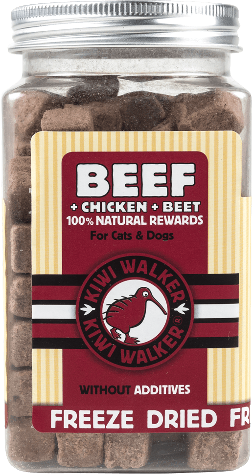 Pamlsky Kiwi Walker Snack mrazem sušené hovězí, kuře a červená řepa 90g