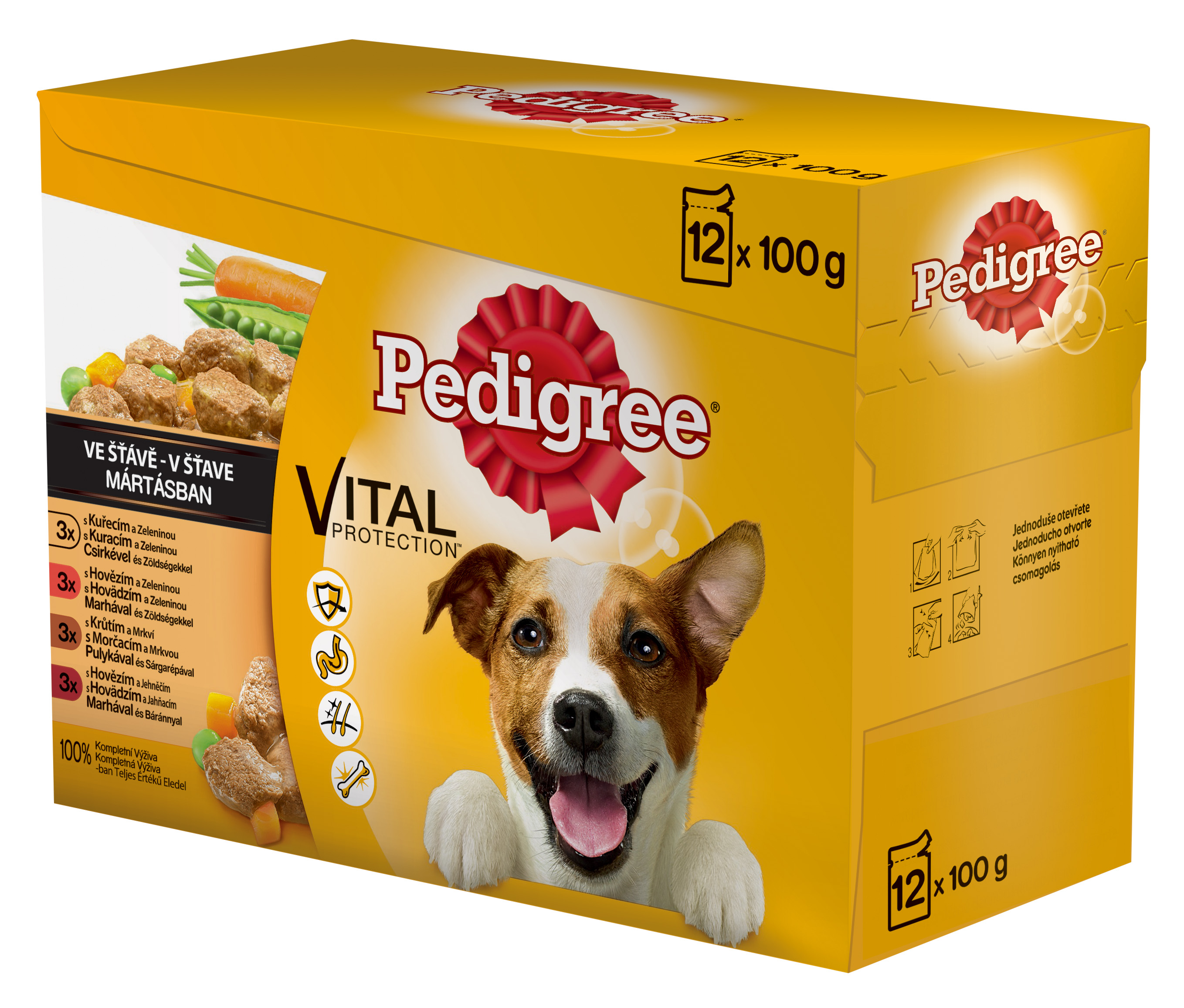 Pedigree kapsička 12 pack ve vlastní šťávě - čtyři druhy masa