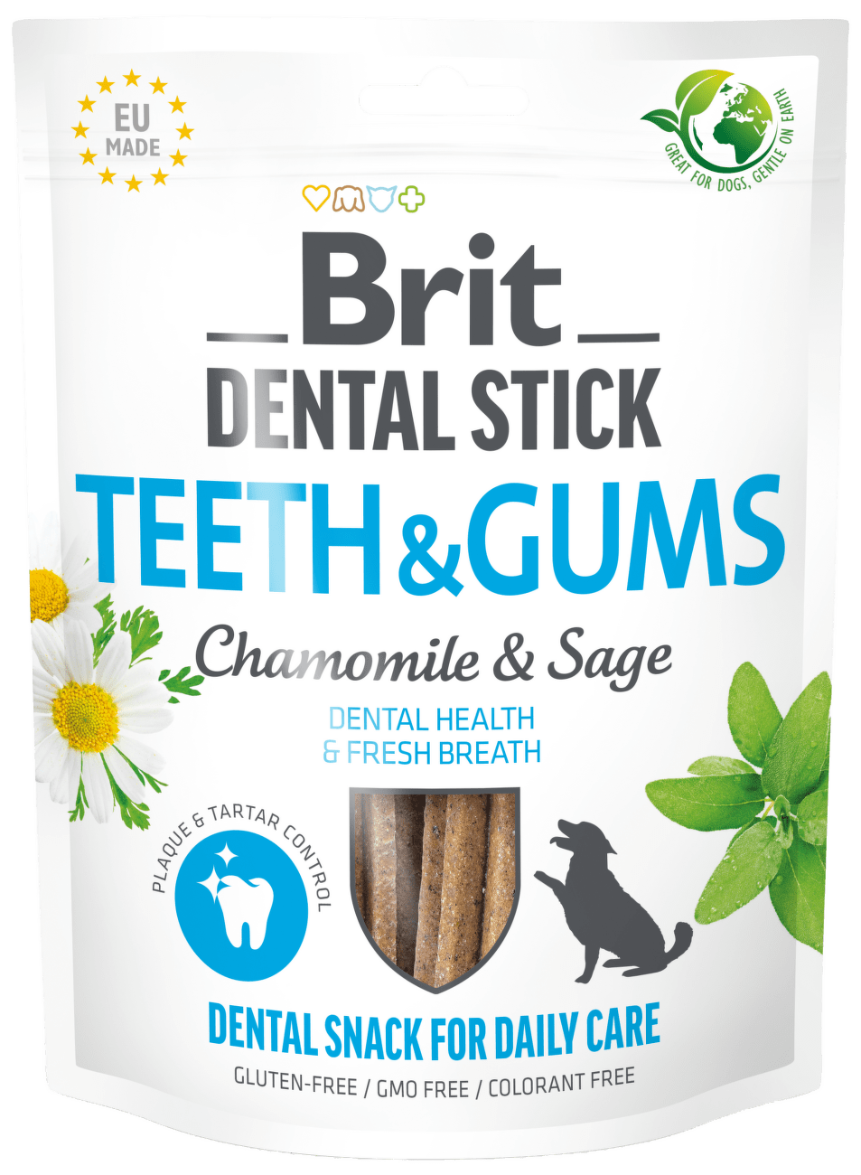 Pochoutka Brit Dental stick zuby a dásně heřmánek a šalvěj 7ks