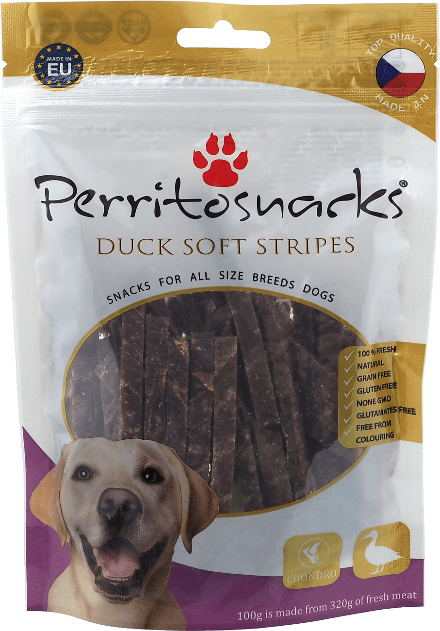 Pochoutka Perrito Duck Soft stripes 100g