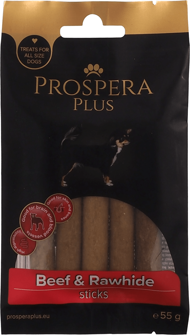 Pochoutka Prospera Plus Hovězí a surová kůže tyčinka 5ks 7,5cm