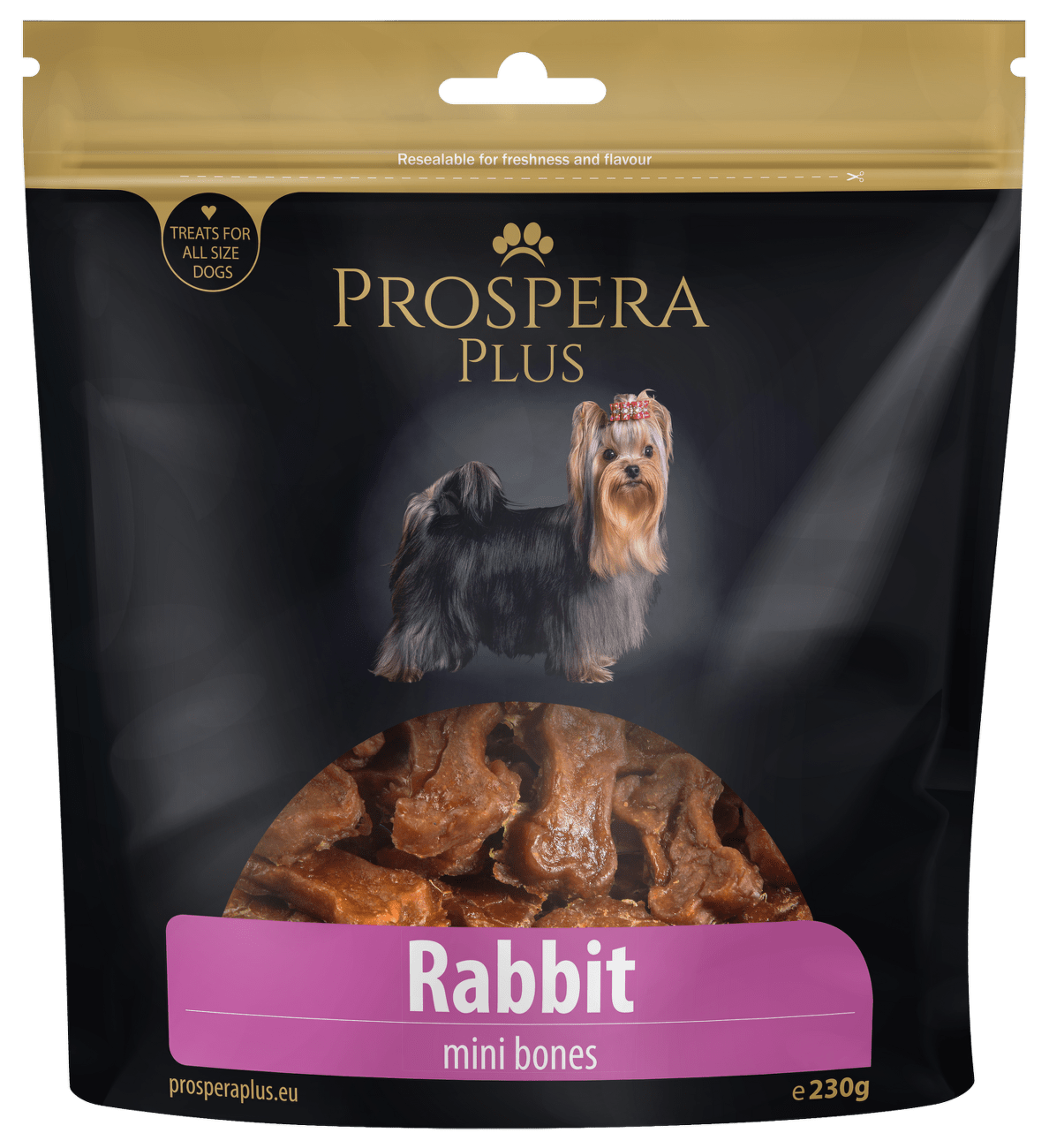 Pochoutka Prospera Plus mini kosti z králíčího masa 230g