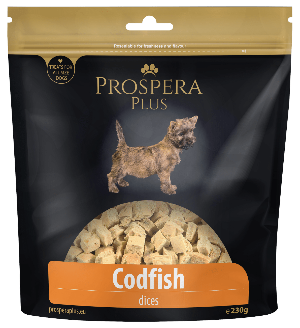 Pochoutka Prospera Plus tresčí kostky 230g
