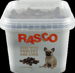 Pochoutka Rasco kost s drůbežím a játry 3cm 550g