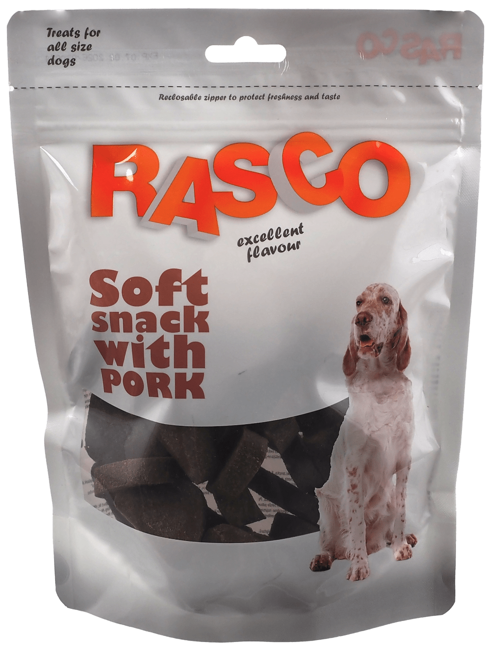 Pochoutka Rasco Měkký pamlsek s vepřovým 3,5cm 450g