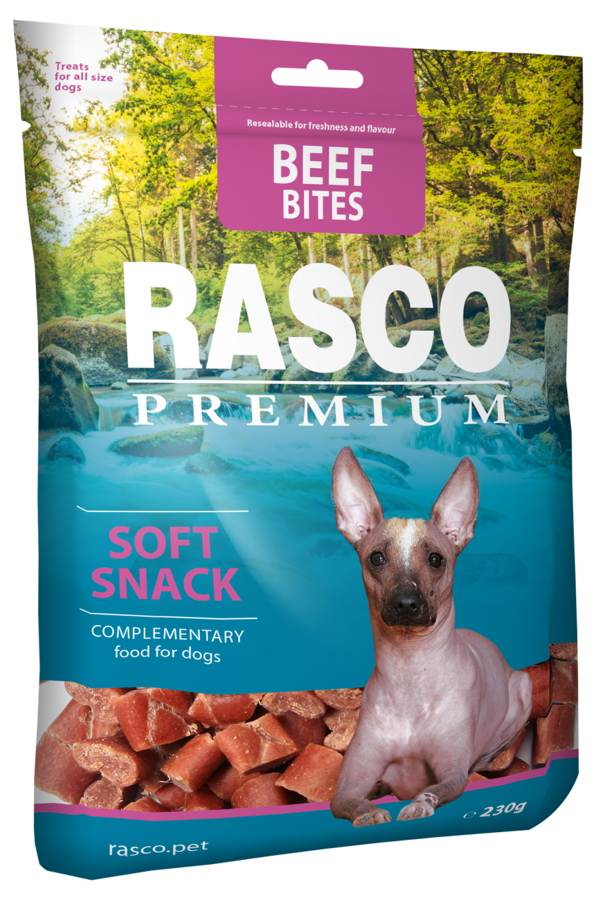 Pochoutka Rasco Premium kousky z hovězího masa 230g