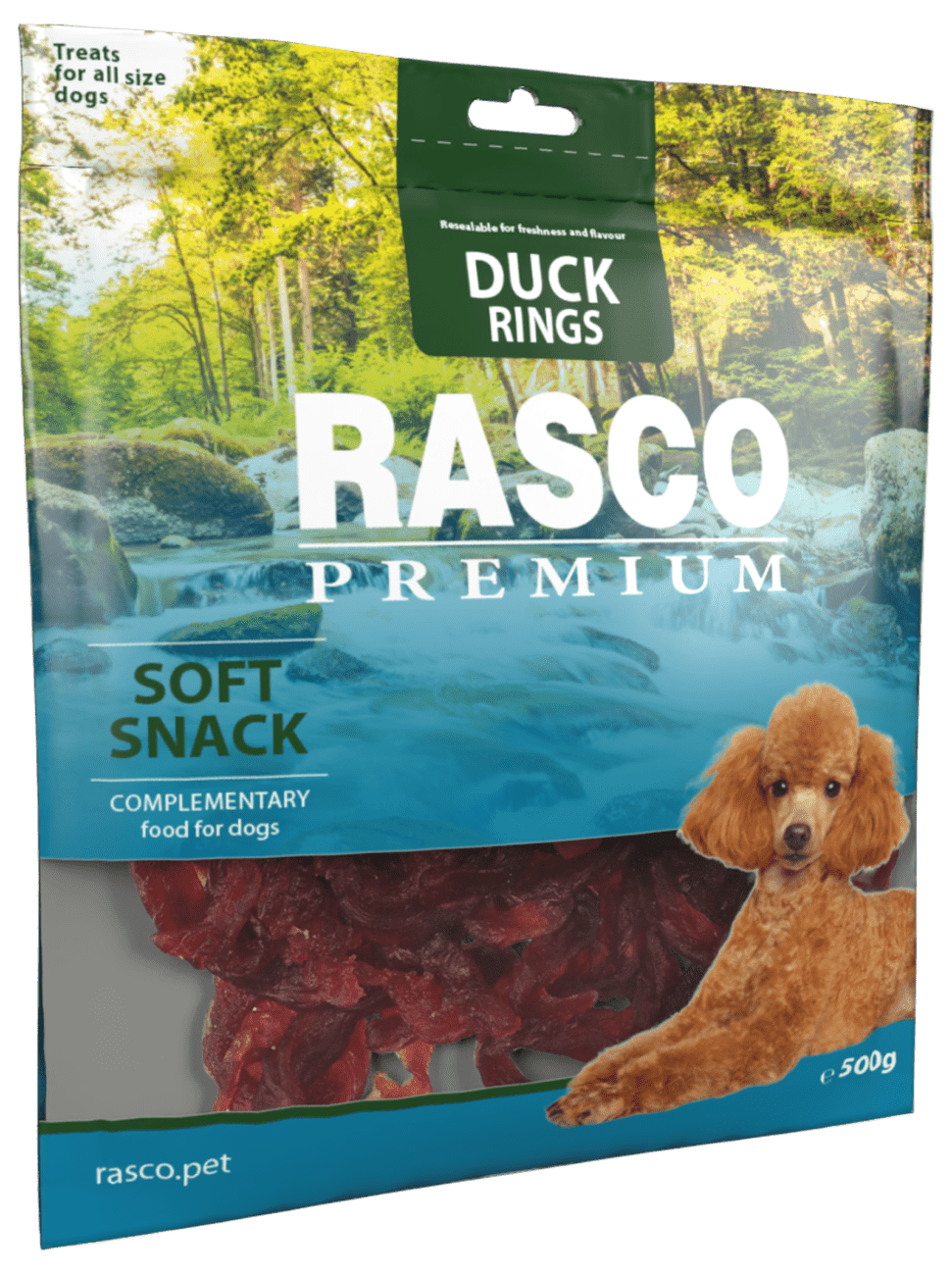 Pochoutka Rasco Premium kroužky kachní 500g
