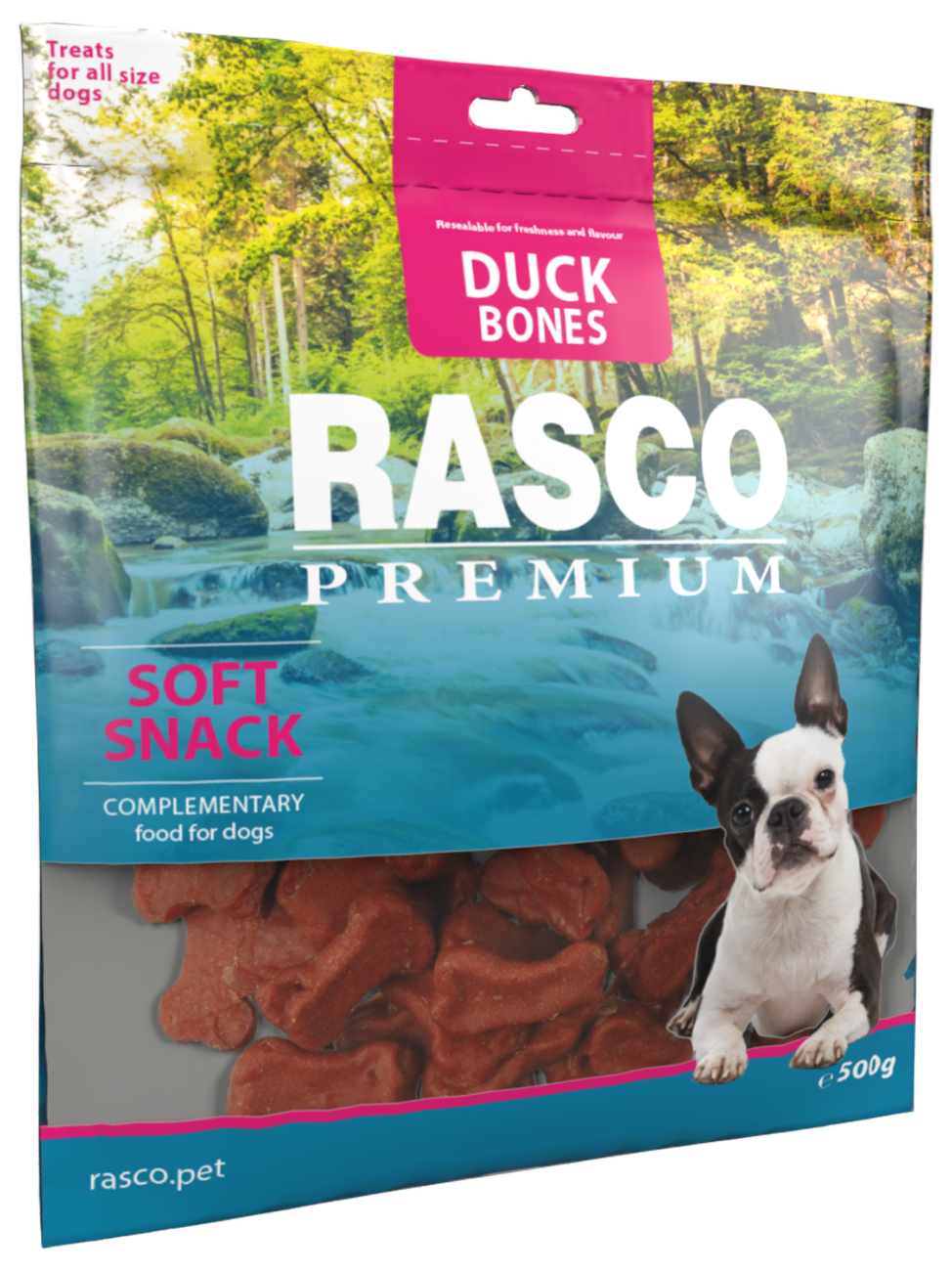 Pochoutka Rasco Premium mini kosti z kachního masa 500g