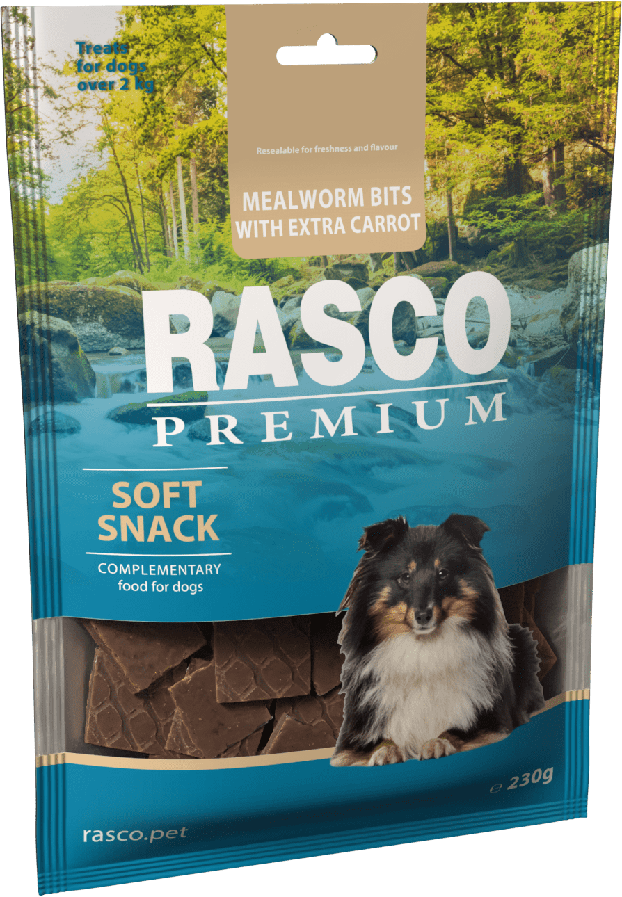 Pochoutka Rasco Premium mouční červi s extra mrkví 230g