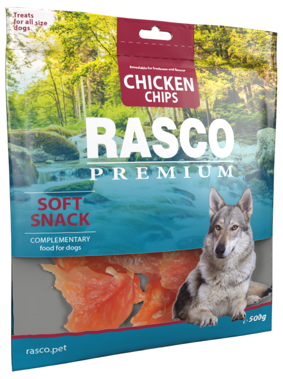 Pochoutka Rasco Premium plátky s kuřecím masem 500g