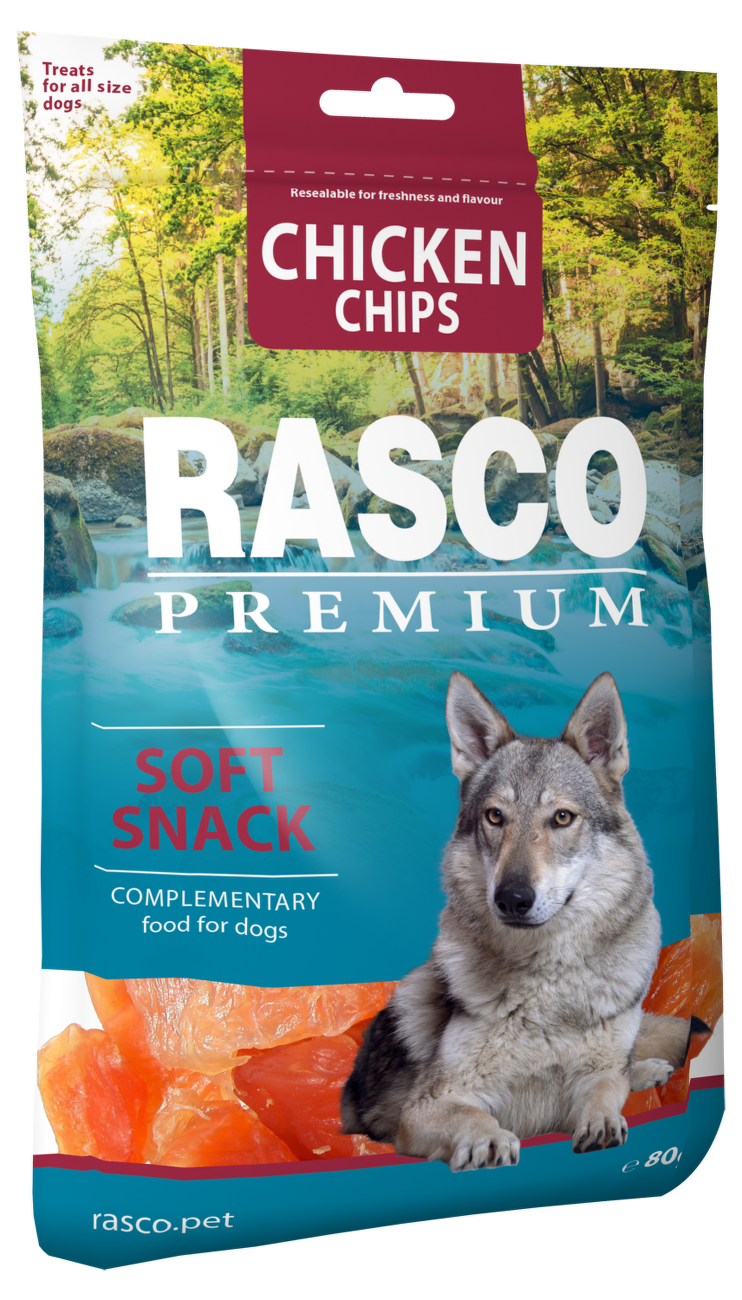 Pochoutka Rasco Premium plátky s kuřecím masem 80g