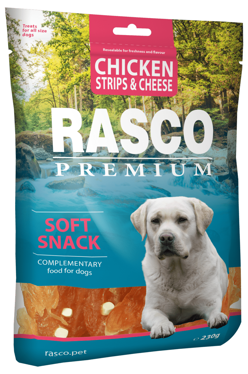 Pochoutka Rasco Premium proužky kuřecí se sýrem 230g