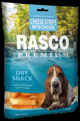 Pochoutka Rasco Premium proužky sýru obalené kuřecím masem 230g