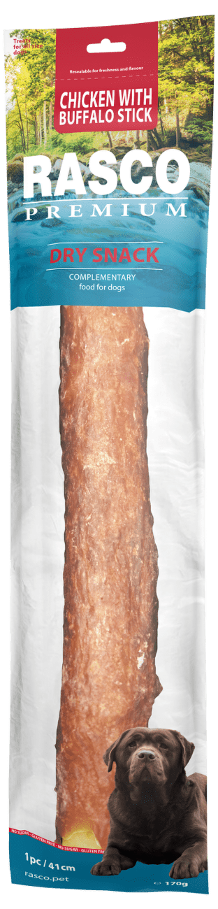 Pochoutka Rasco Premium tyčinka bůvolí 41cm obalená kuřecím masem 170g