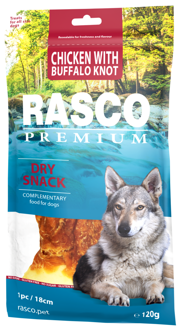 Pochoutka Rasco Premium uzel bůvolí s kuřecím masem 120g