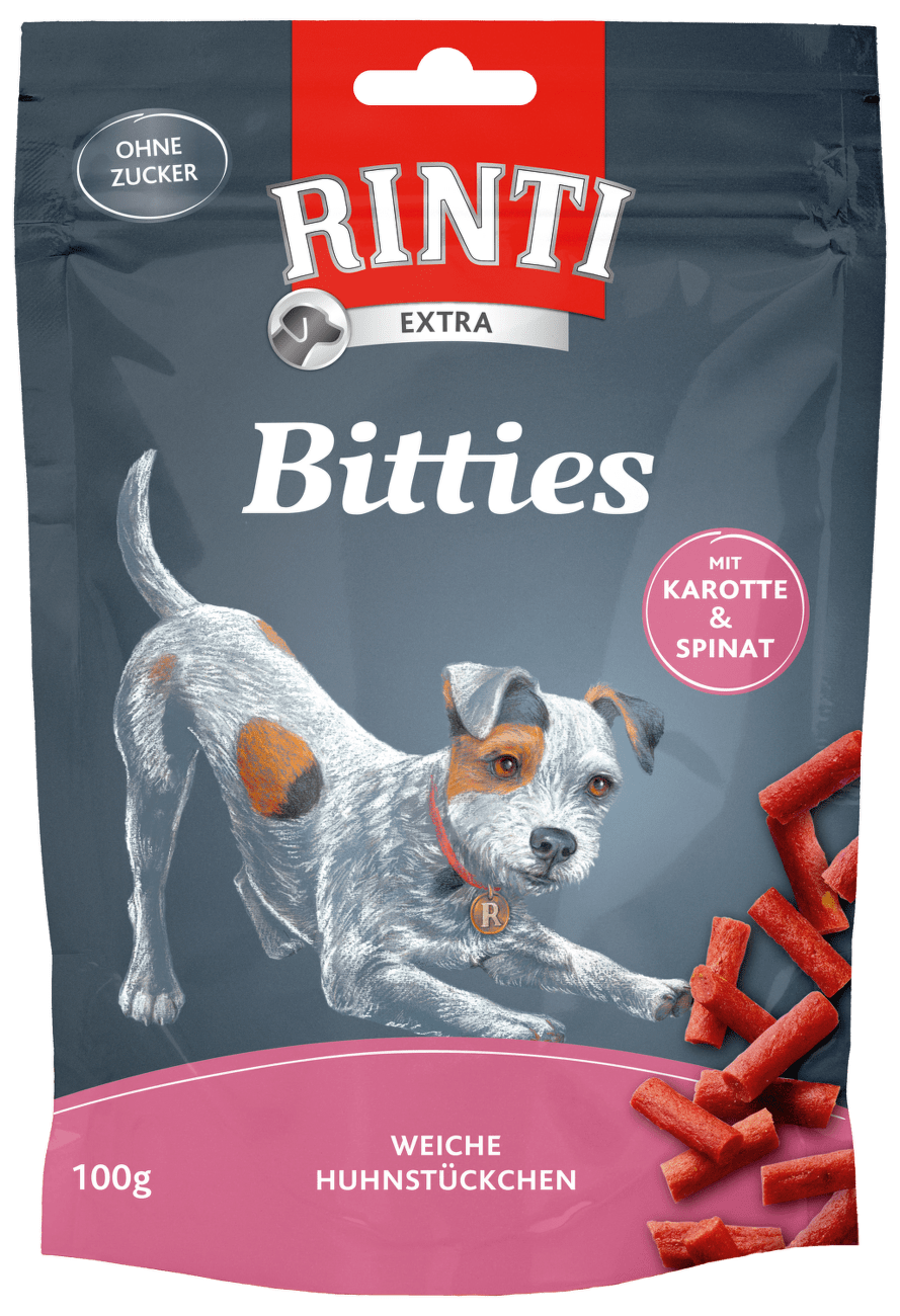 Pochoutka RINTI Extra Bitties karotka + špenát 100g