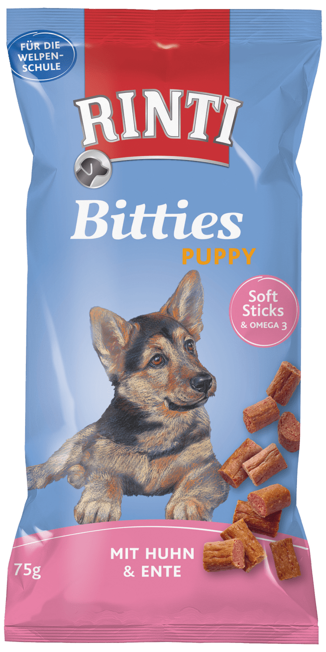 Pochoutka Rinti Extra Bitties Puppy kuře+kachna 75g