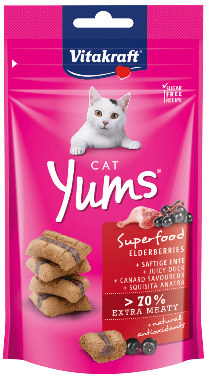 Pochoutka Vitakraft Cat Yums Superfood kachna s bezinkou 40g