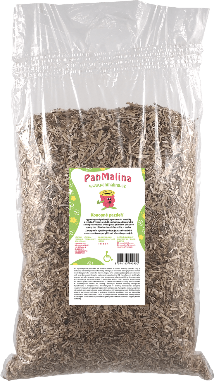 Podestýlka Pan Malina z konopného pazdeří 14l