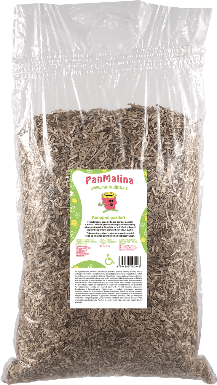 Podestýlka Pan Malina z konopného pazdeří 50l