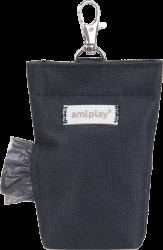 Pouzdro na sáčky na psí exkrementy Amiplay Samba černé 6 × 2 × 11 cm
