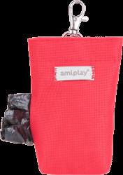 Pouzdro na sáčky na psí exkrementy Amiplay Samba červené 6 × 2 × 11 cm