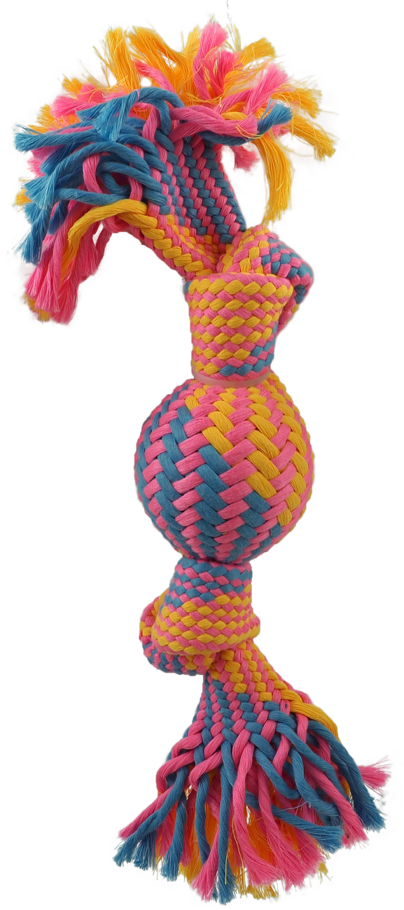 Přetahovadlo Dog Fantasy s míčkem vzor 2, 2 knoty 40cm