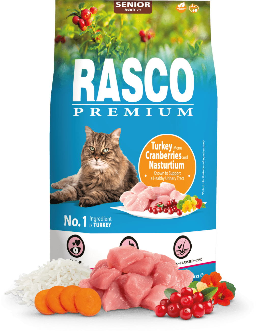 Rasco Premium Cat Senior, Turkey, Cranberries, Nasturtium 400g