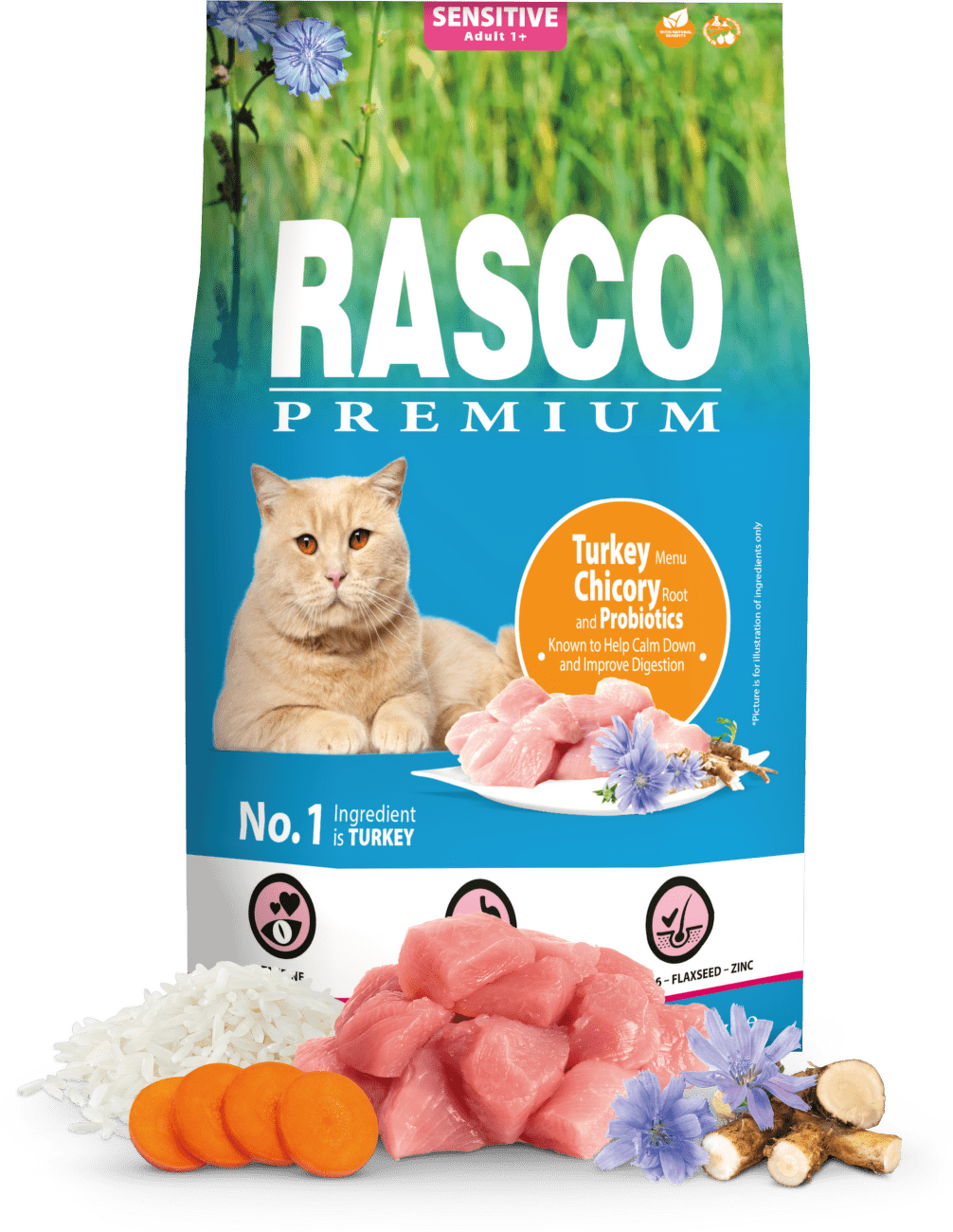 Rasco Premium Cat Sensitive, Turkey, Chicory, Root Lactic acid bacteria 400g
