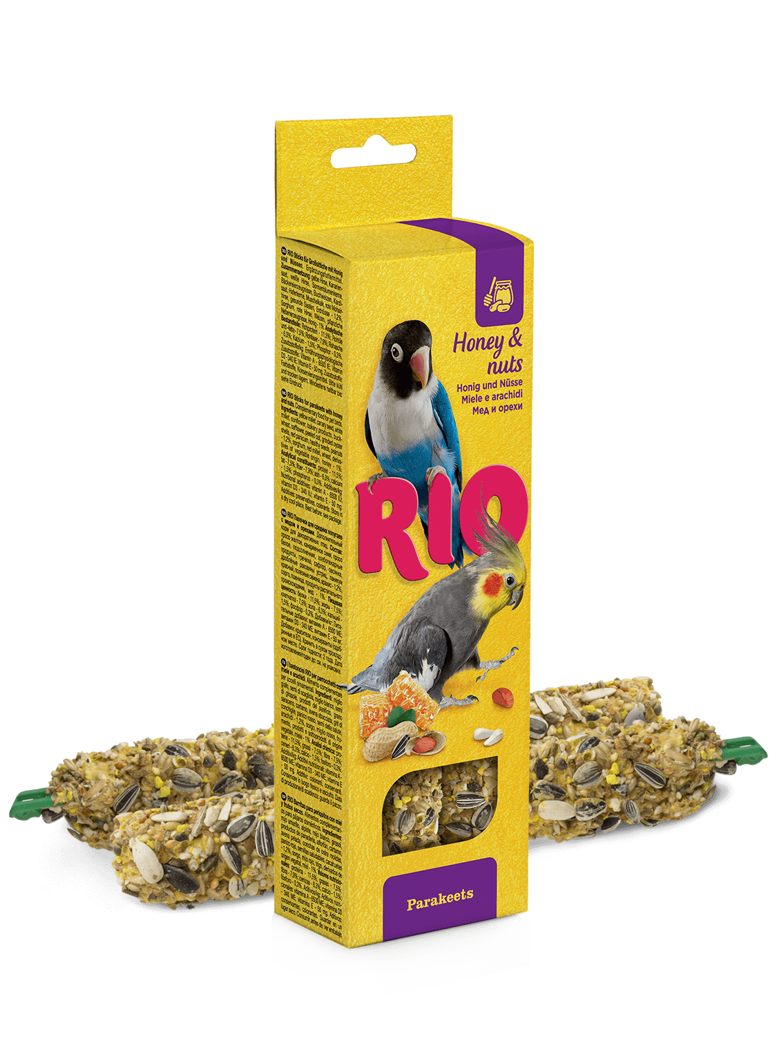 RIO tyčinky pro střední papoušky s medem a oříšky 2x 75 g
