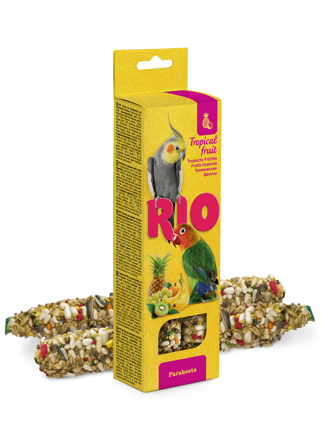 RIO tyčinky pro střední papoušky s tropickým ovocem 2x 75 g