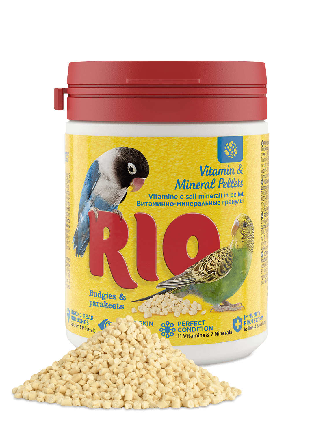 RIO vitaminové a minerální pelety pro andulky a střední papoušky 120 g