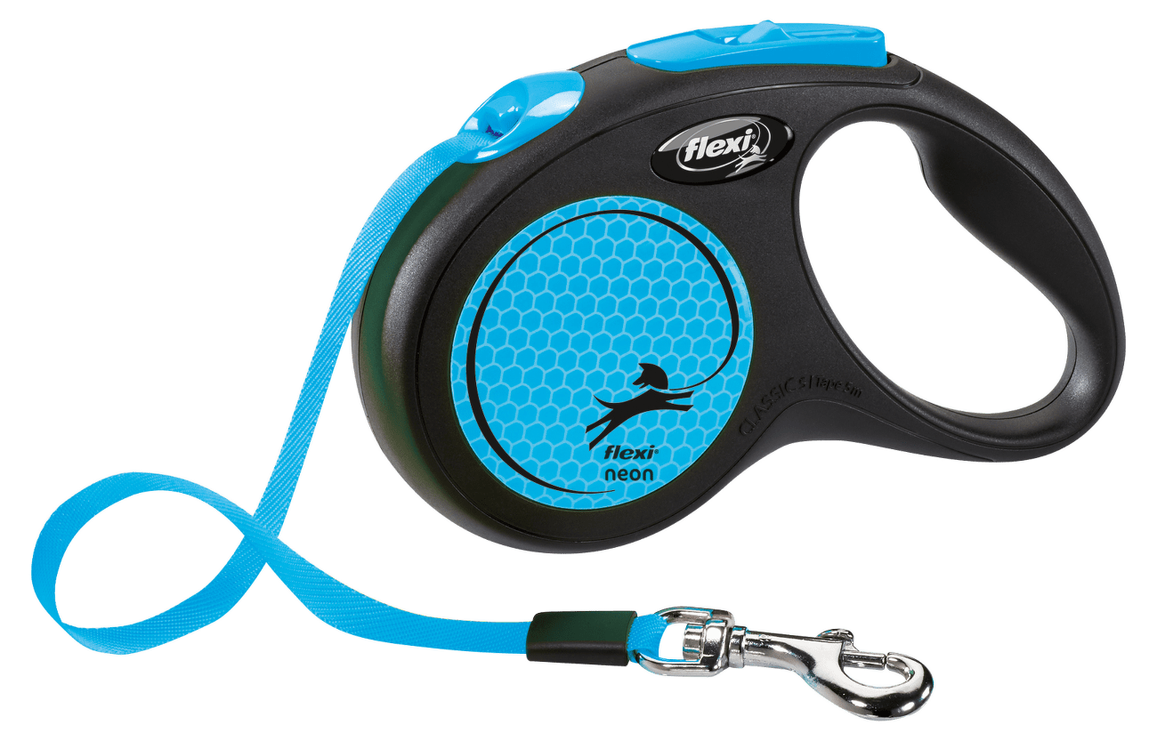 Samonavíjecí vodítko pro psy Flexi New Neon Tape S 5 m modré