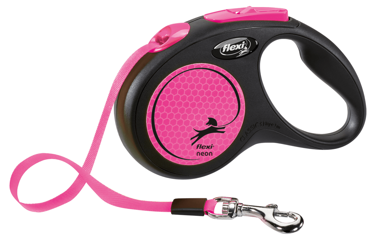Samonavíjecí vodítko pro psy Flexi New Neon Tape S 5 m růžové