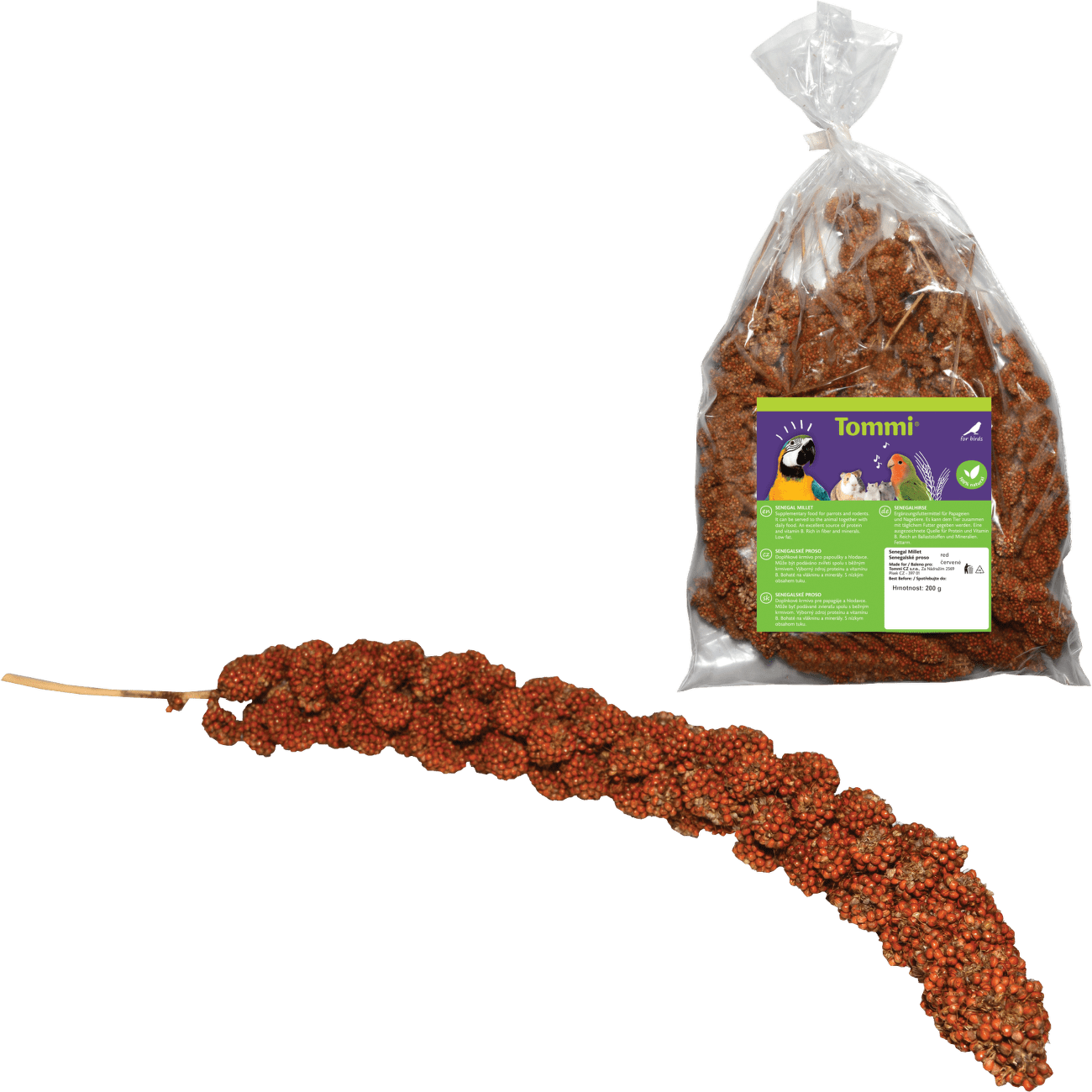 Senegalské proso klásky červené 200g