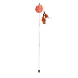Škádlítko s míčkem a peřím pro kočky Flamingo Glitty - oranžová | P53104