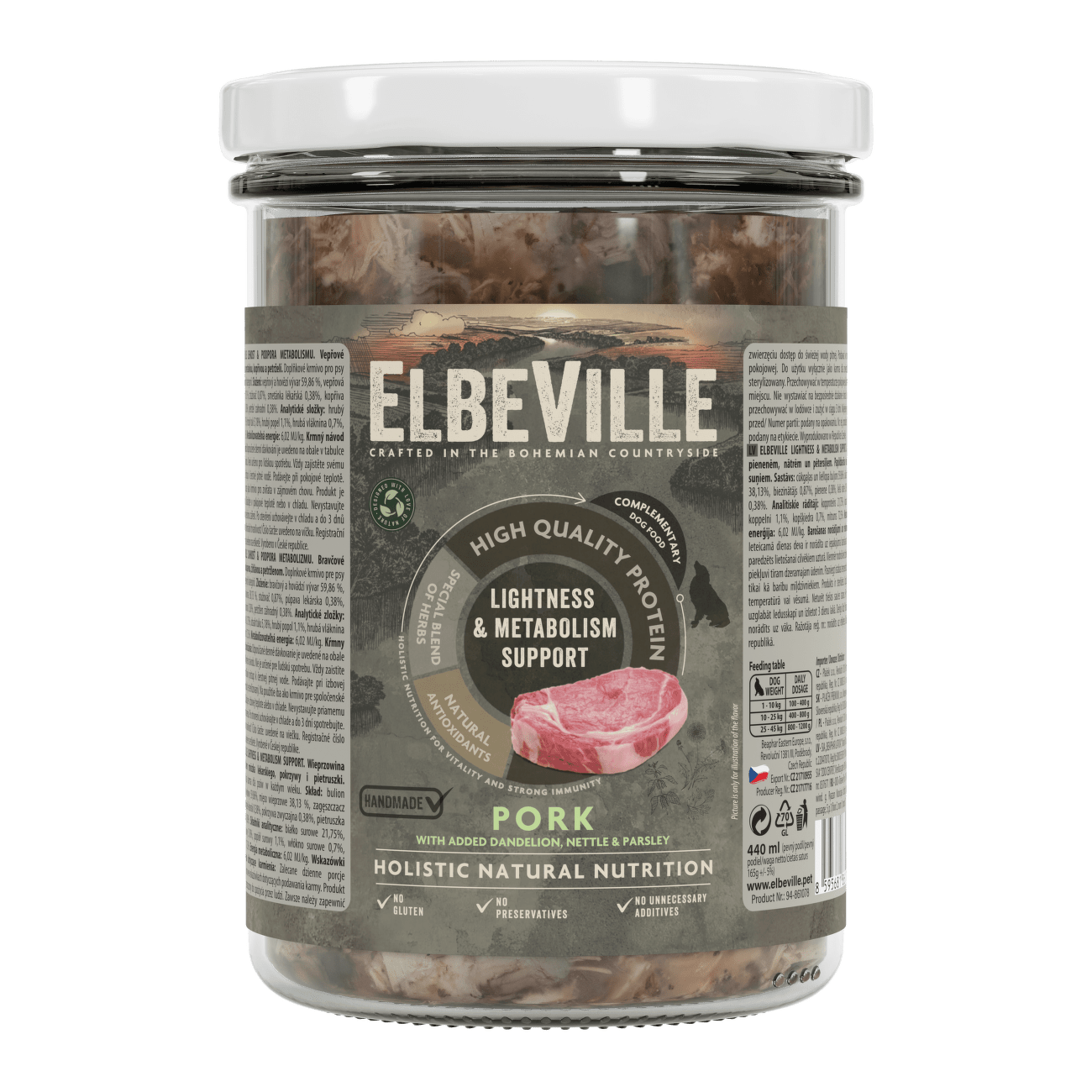 Sklenice Elbeville Lightness & Metabolism Support, vepřové s přidanou smetánkou 440 ml