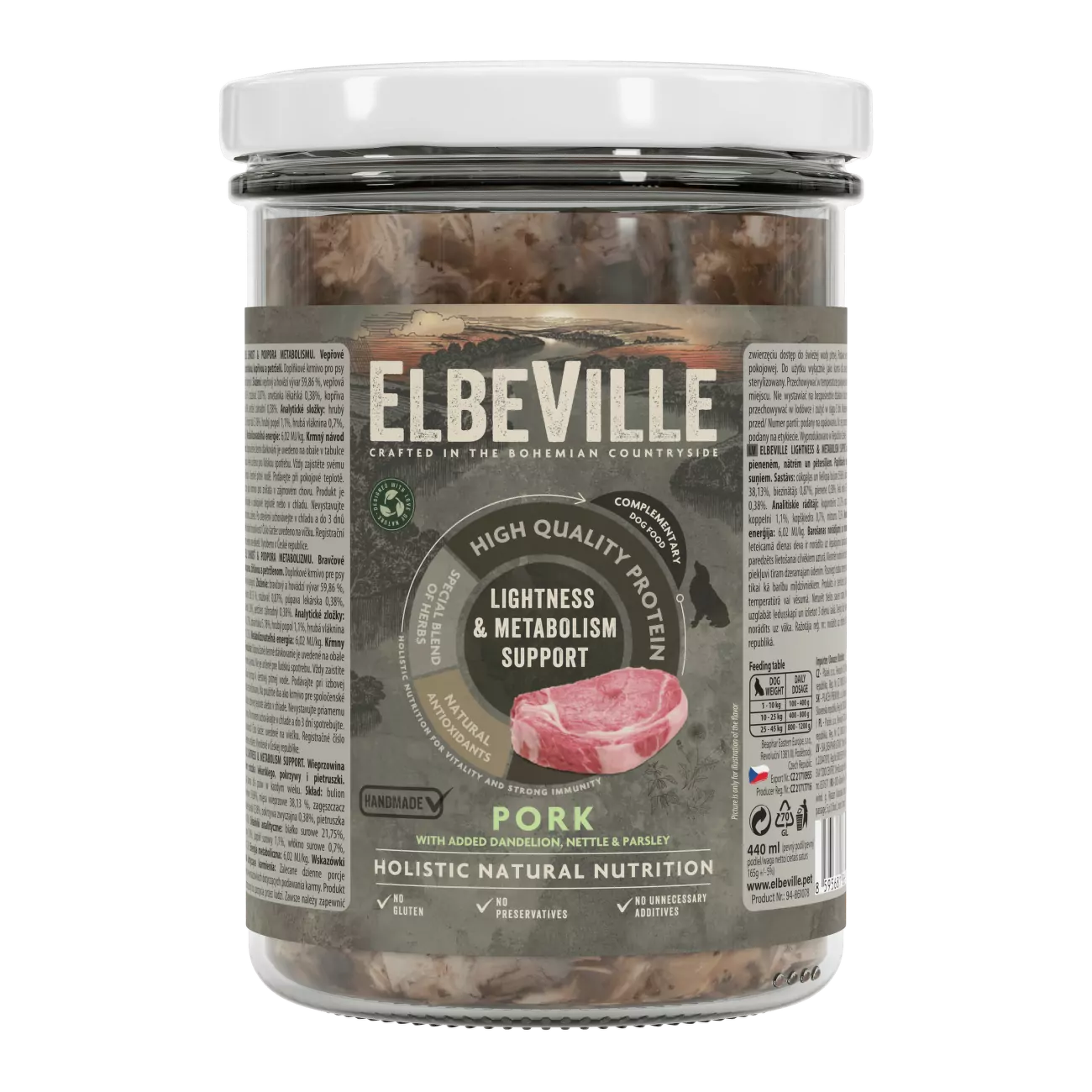 Sklenice Elbeville Lightness & Metabolism Support, vepřové s přidanou smetánkou lékařskou 440 ml