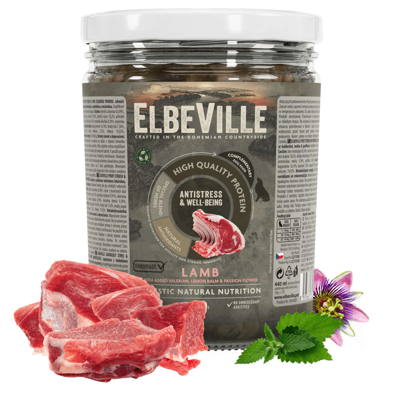 Sklenice Elbeville Tranquility & Well-being jehněčí s kozlíkem, meduňkou a mučenkou 440ml
