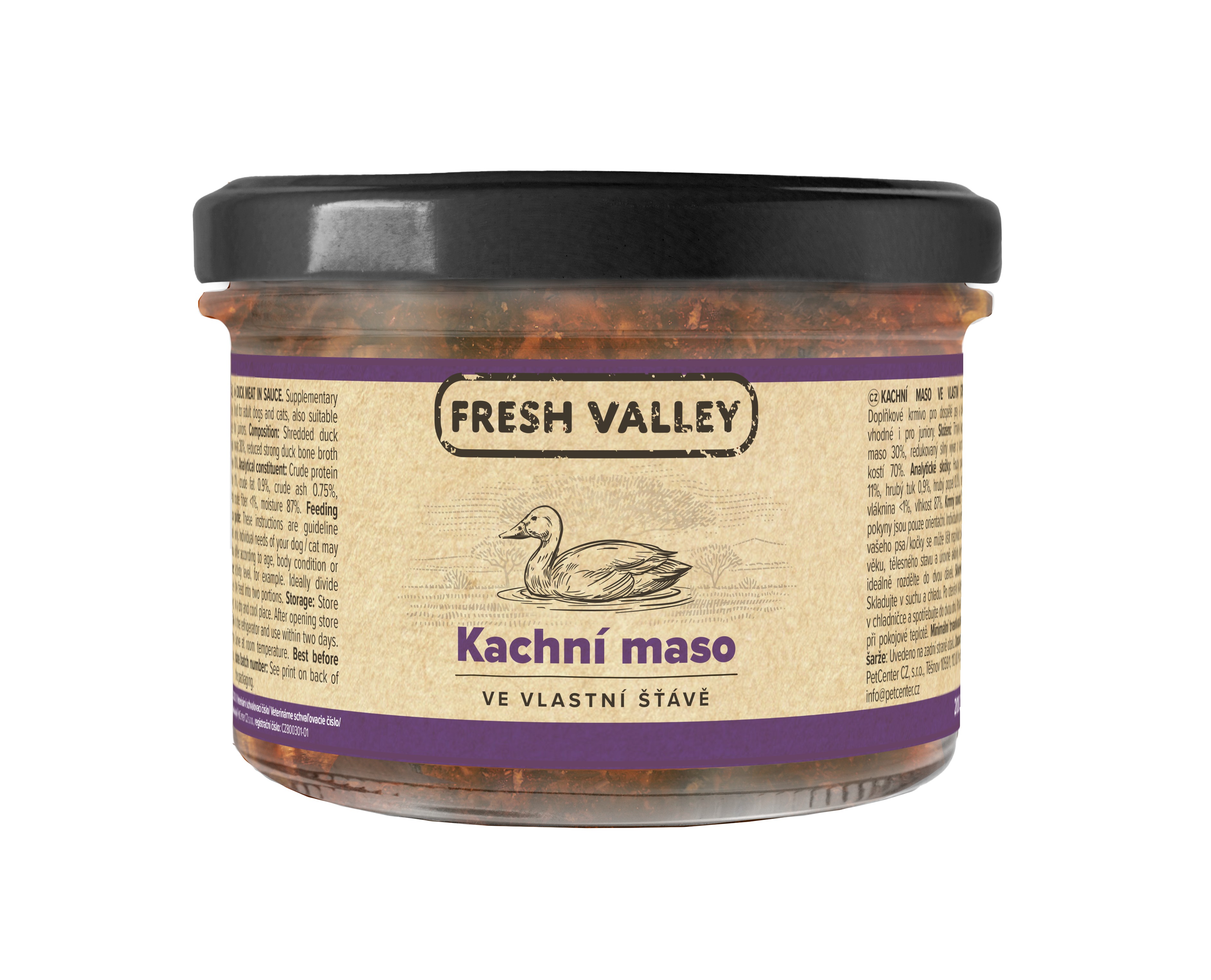 Sklenice Fresh Valley kachní maso ve vlastní šťávě 200 g