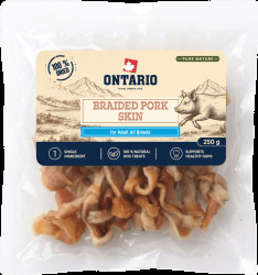 Sušená vepřová kůže Ontario Pure Nature pletená 250 g