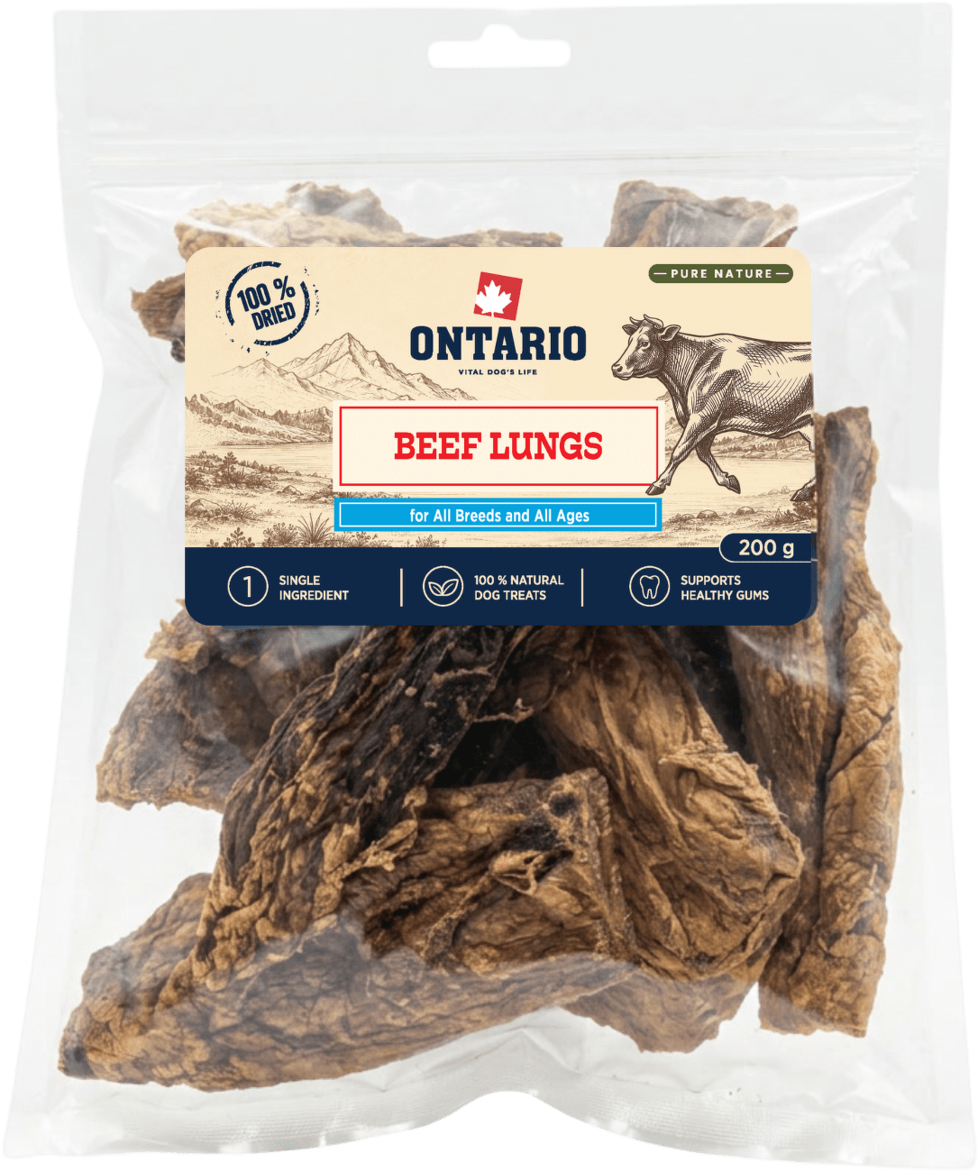 Sušené hovězí plíce Ontario Pure Nature 200 g