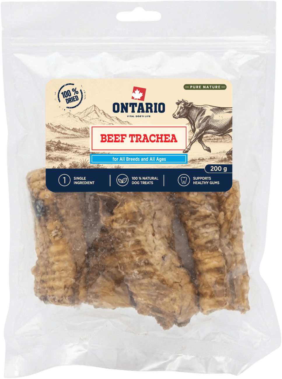 Sušené hovězí průdušnice Ontario Pure Nature 200 g