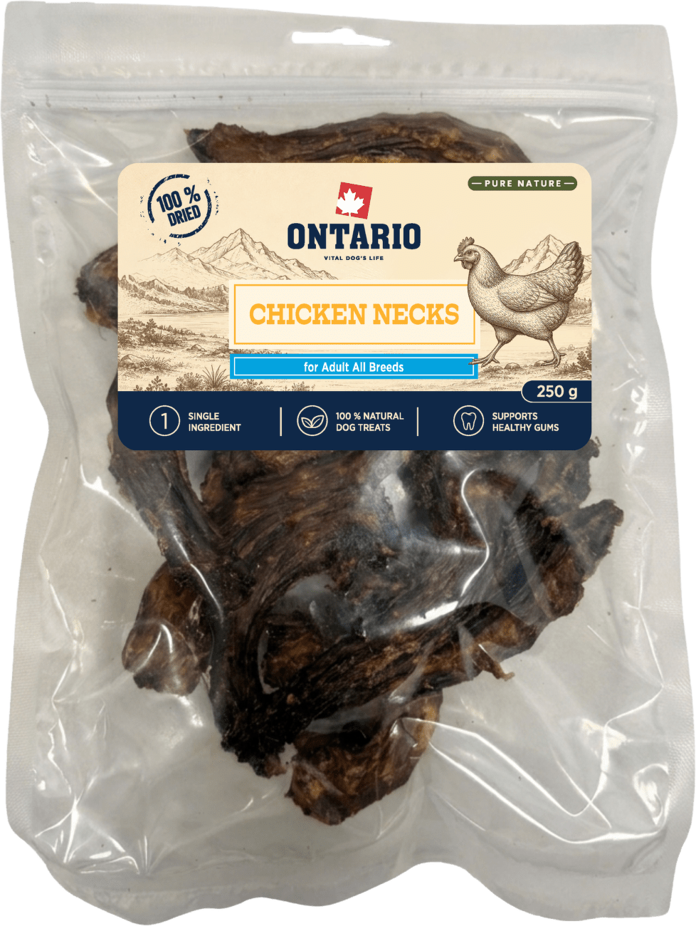 Sušené kuřecí krky Ontario Pure Nature 250 g