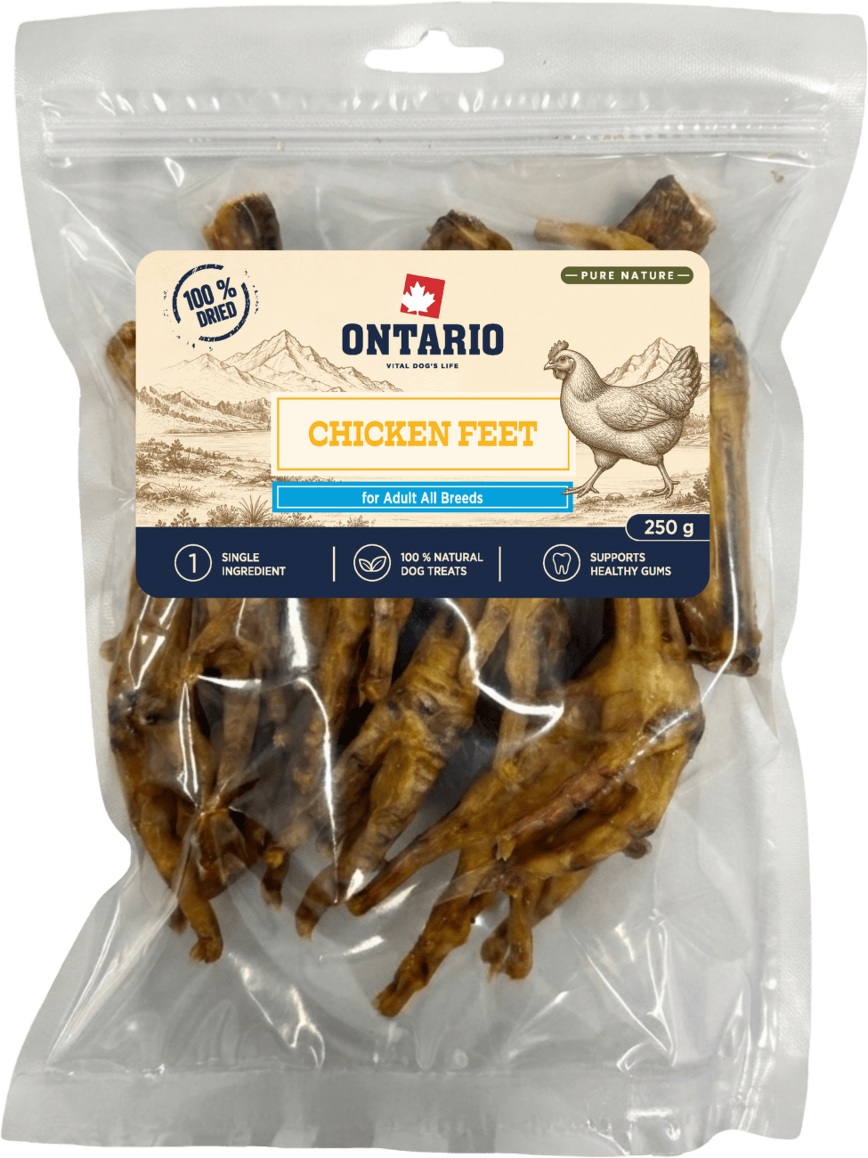 Sušené kuřecí pařátky Ontario Pure Nature 250 g